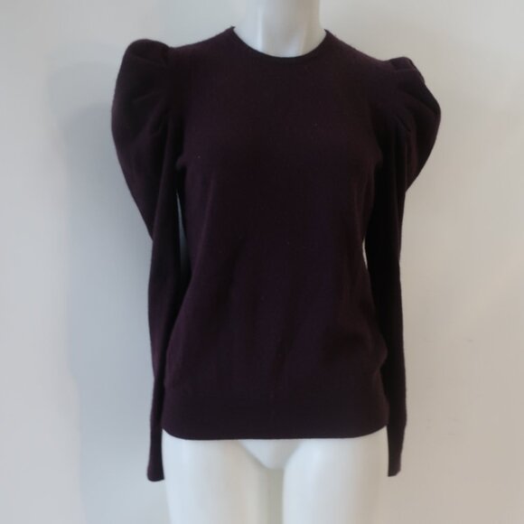 Womens Neiman Marcus Eggplant Puff Sleeve Pure Cashmere Sweater M - Picture 6 of 13
